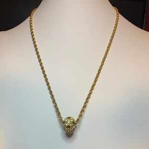 Classic Gold Chain with Jewel Tone Pendant